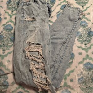 American Eagle Outfitters Light Blue Ripped Boyfriend Jeans